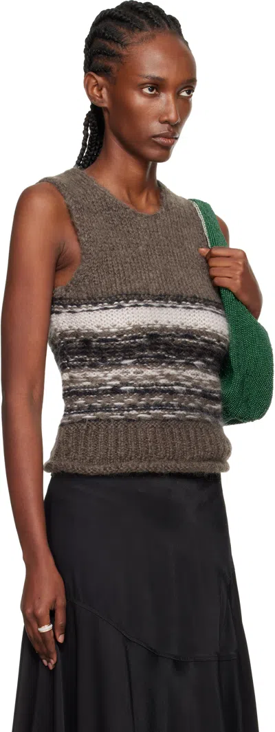 Our Legacy Pleaser Striped Mohair And Wool-blend Tank In Gray