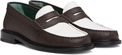 Vinny's Brown & White Snake 'yardee' Loafers In Multi