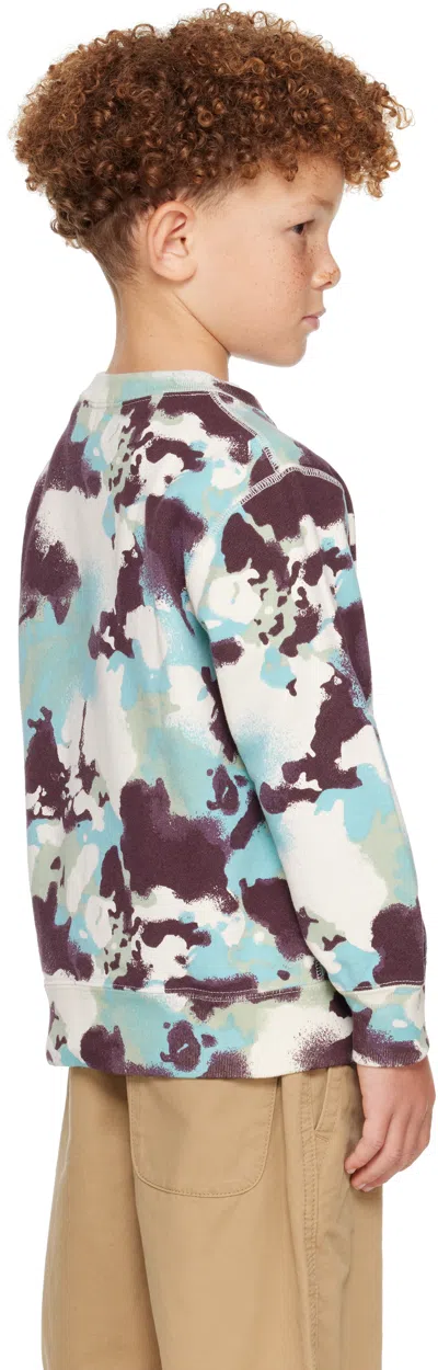 Bape Kids Blue Map Camo Crewneck Sweatshirt In Multi