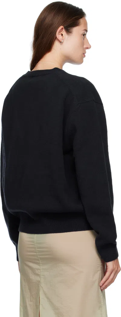 Coor Navy Wool V-neck Sweater In Black