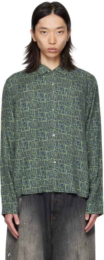 Acne Studios Monogram Button-up Shirt In Green