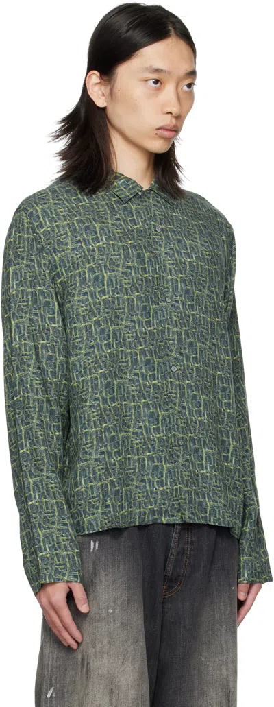 Acne Studios Monogram Button-up Shirt In Green