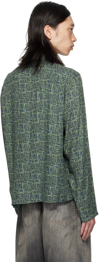 Acne Studios Monogram Button-up Shirt In Green