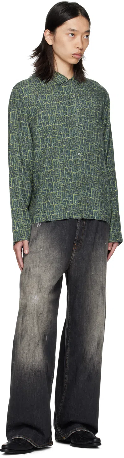 Acne Studios Monogram Button-up Shirt In Green
