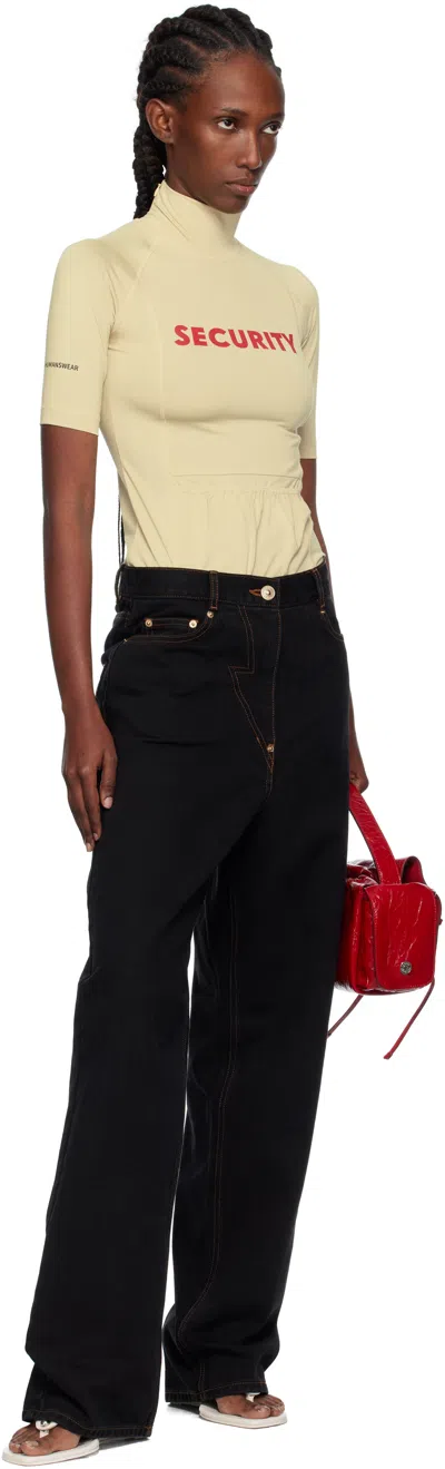 Pushbutton Black Straight Jeans In Black