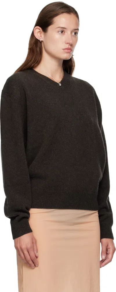 Coor Brown Wool V-neck Sweater In Brown
