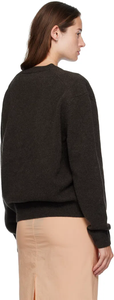 Coor Brown Wool V-neck Sweater In Brown
