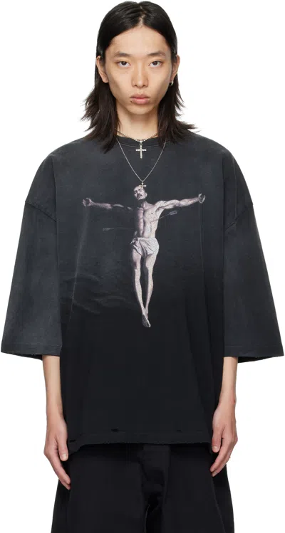 Willy Chavarria Slate Cotton Tarantula Buffalo Oversize T-shirt In Black