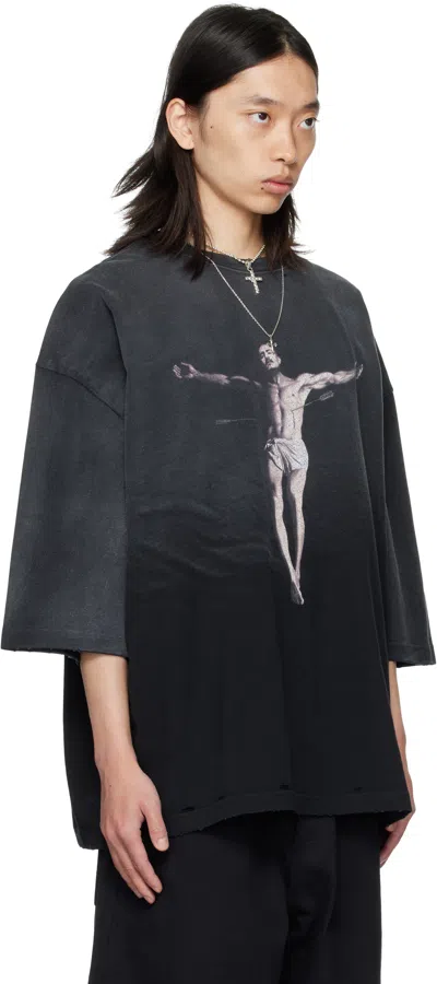 Willy Chavarria Slate Cotton Tarantula Buffalo Oversize T-shirt In Black