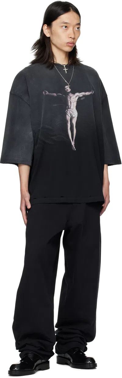 Willy Chavarria Slate Cotton Tarantula Buffalo Oversize T-shirt In Black