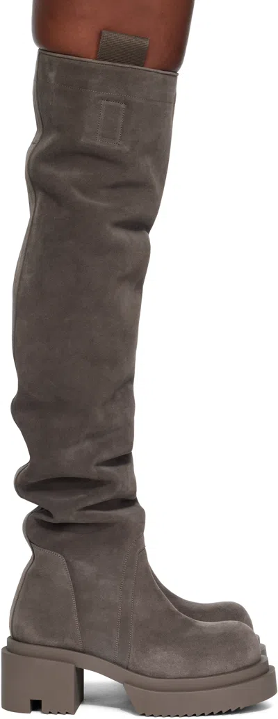 Rick Owens Gray Concordians Wader Bogun Tall Boots In Brown