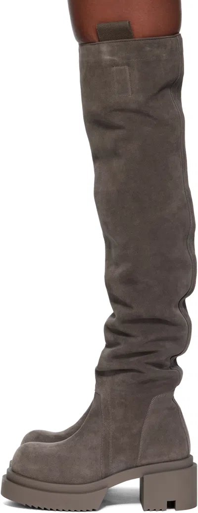 Rick Owens Gray Concordians Wader Bogun Tall Boots In Brown