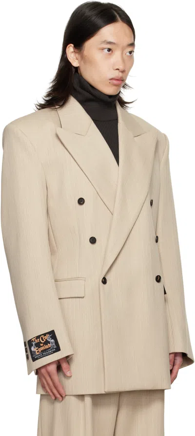 Egonlab Beige Oversized Blazer In Gold