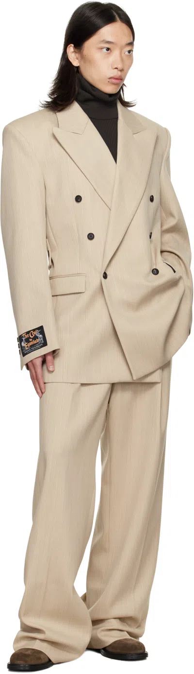 Egonlab Beige Oversized Blazer In Gold
