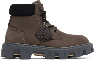 Moncler Peak City Lace-up Boots In Leather In Multi