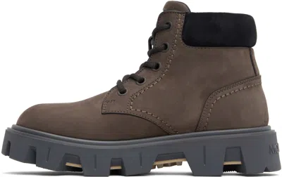 Moncler Peak City Lace-up Boots In Leather In Multi