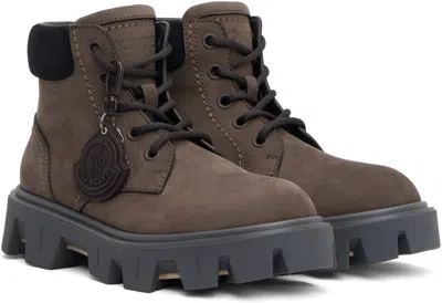 Moncler Peak City Lace-up Boots In Leather In Multi