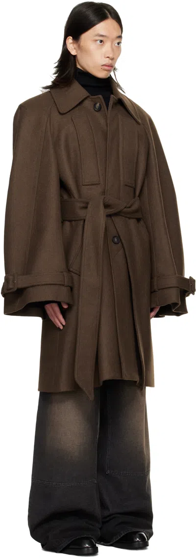 Egonlab Long Raglan Coat In Brown