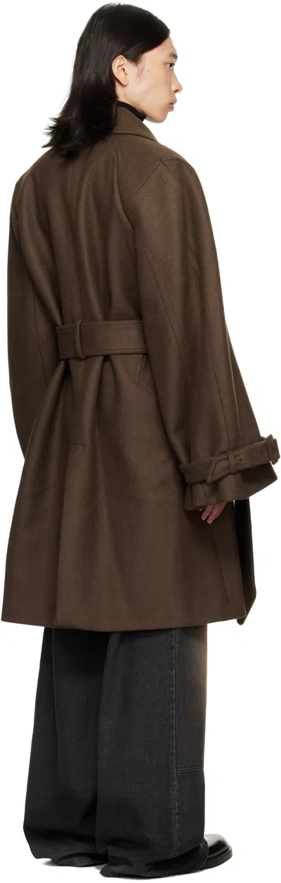 Egonlab Long Raglan Coat In Brown