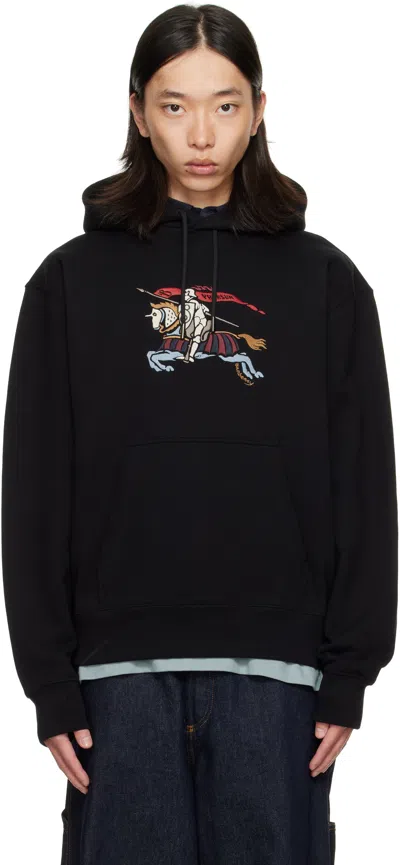 Burberry Equestrian Knight-embroidered Hoodie In Black