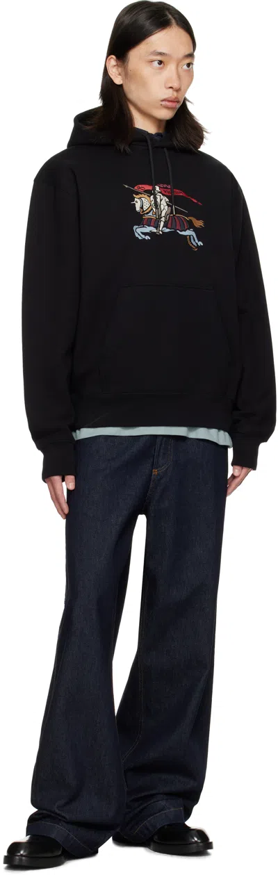 Burberry Equestrian Knight-embroidered Hoodie In Black