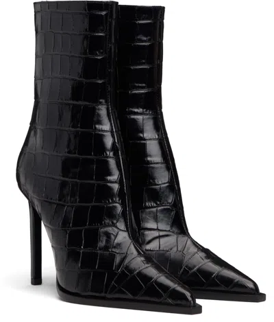 Amiri Black Croc 'ma' Stiletto Boots In Black
