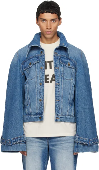 Egonlab Raglan Sleeve Denim Jacket In Blue