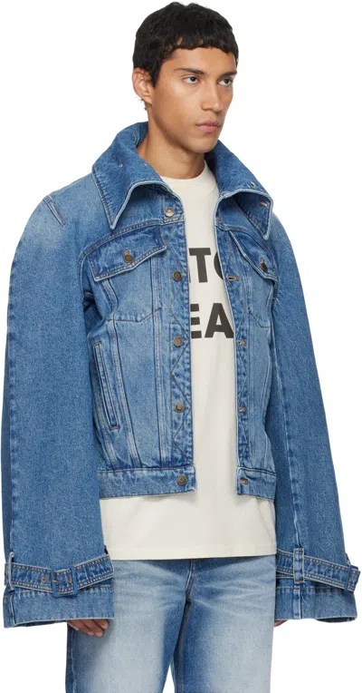Egonlab Raglan Sleeve Denim Jacket In Blue