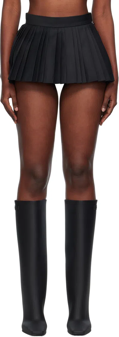 Pushbutton Gray Volumed Micro Skort In Black