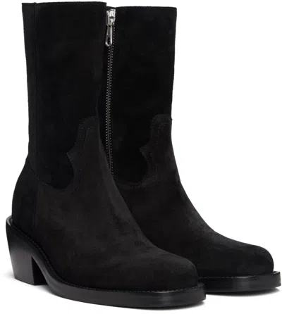 Dries Van Noten Black Zip Boots In Multi