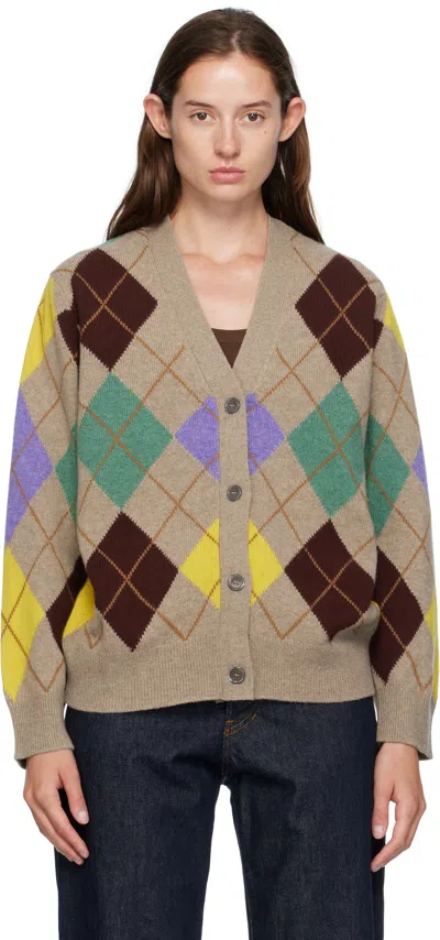 And-daughter Taupe Ava Argyle Cardigan In Multi