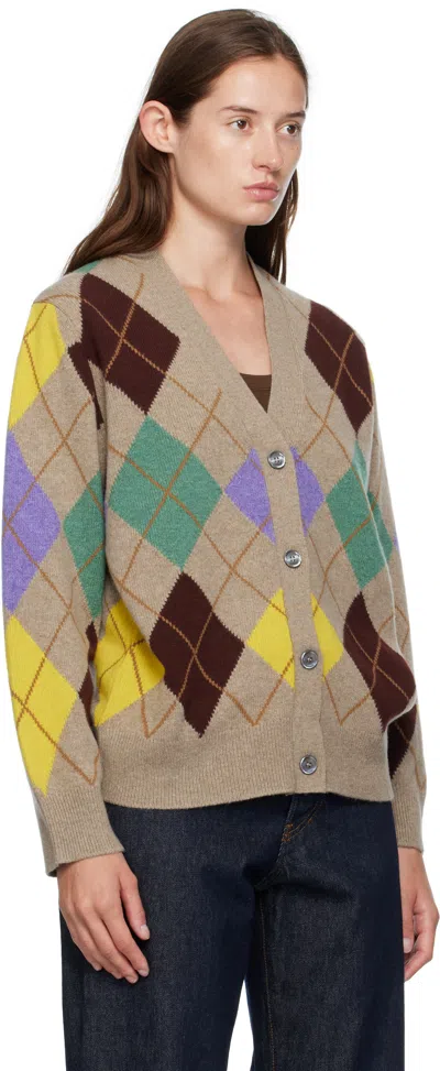 And-daughter Taupe Ava Argyle Cardigan In Multi