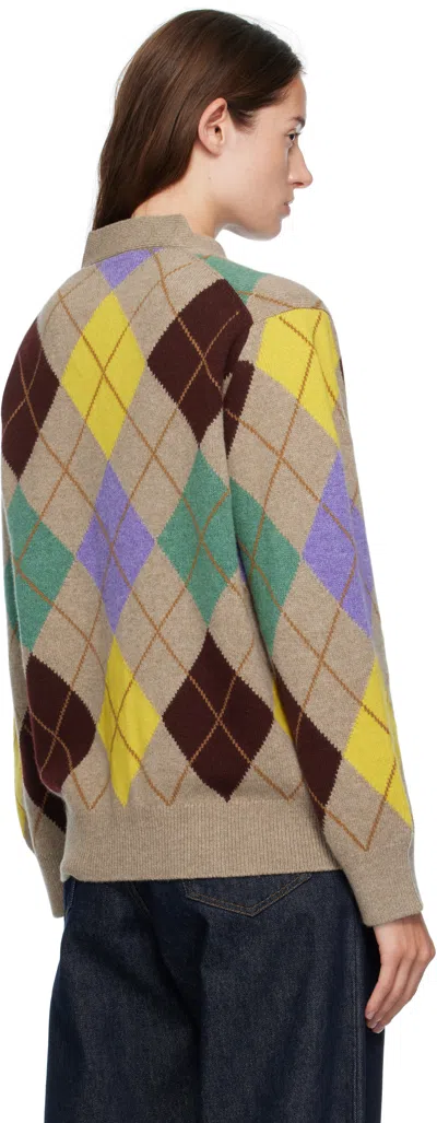 And-daughter Taupe Ava Argyle Cardigan In Multi