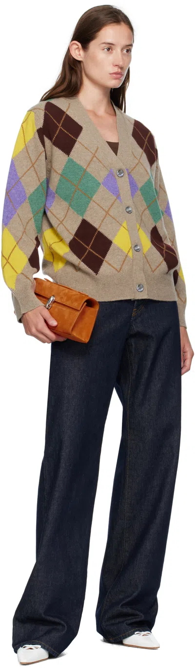 And-daughter Taupe Ava Argyle Cardigan In Multi