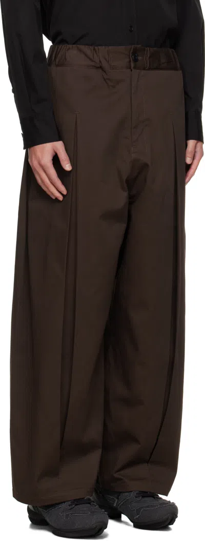 Sage Nation Brown Box Pleat Trousers In Brown