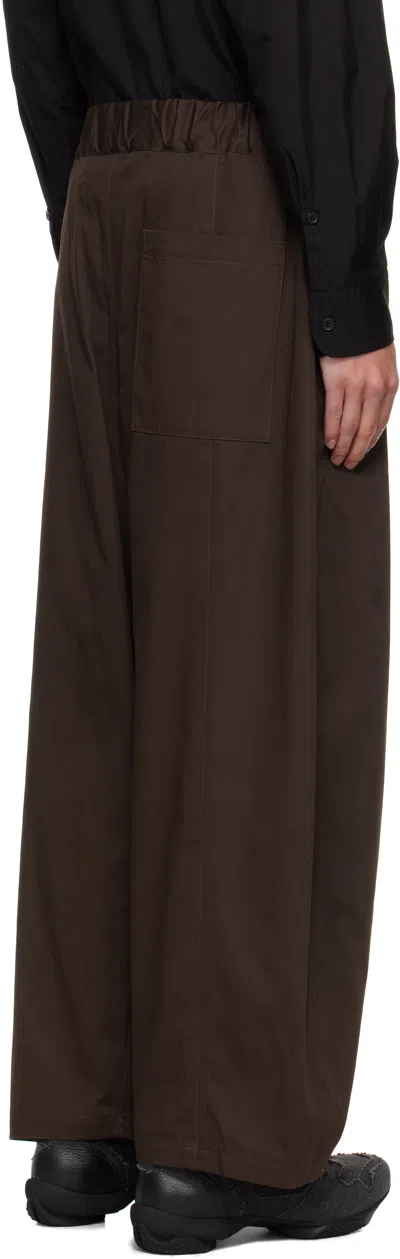 Sage Nation Brown Box Pleat Trousers In Brown