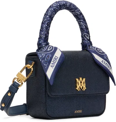 Amiri Navy 'ma' Denim Micro Bag In Blue
