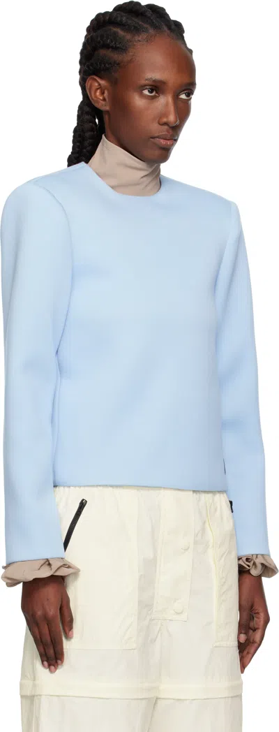 Pushbutton Blue Curvy Shoulder Top In Blue