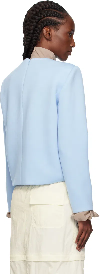 Pushbutton Blue Curvy Shoulder Top In Blue