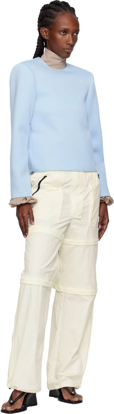 Pushbutton Blue Curvy Shoulder Top In Blue