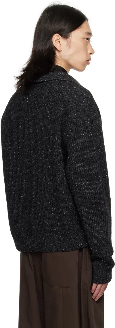 Sage Nation Gray Knit Polo In Black