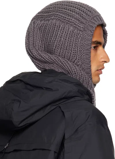 Y-3 Gray Knitted Hood Balaclava In Brown