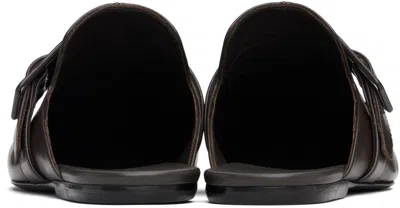 Dries Van Noten Black Leather Loafers In Brown