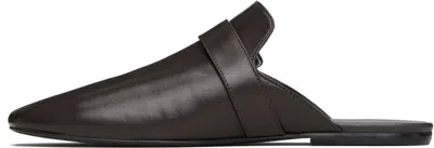 Dries Van Noten Black Leather Loafers In Brown