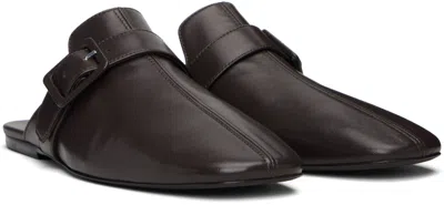 Dries Van Noten Black Leather Loafers In Brown