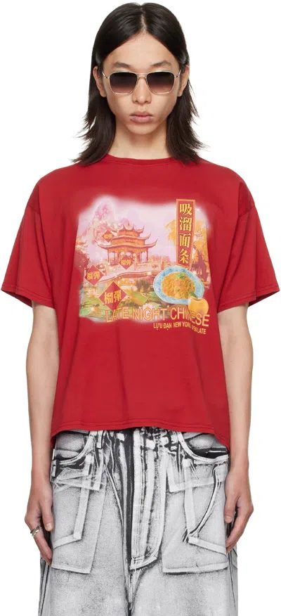 Lu'u Dan Slurp Noodles Box T-shirt In Red
