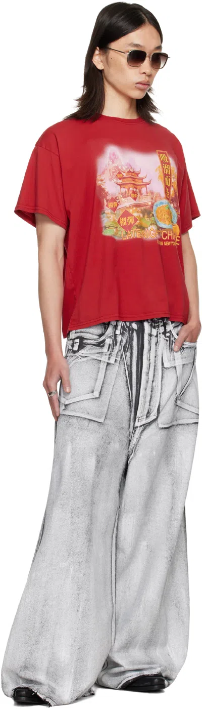 Lu'u Dan Slurp Noodles Box T-shirt In Red