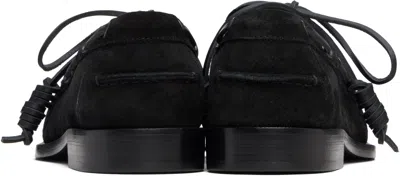 Dries Van Noten Black Suede Boat Shoes In Black