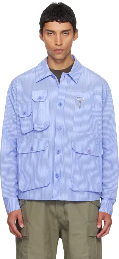 Reese Cooper Blue Cargo Button Down Shirt In Blue