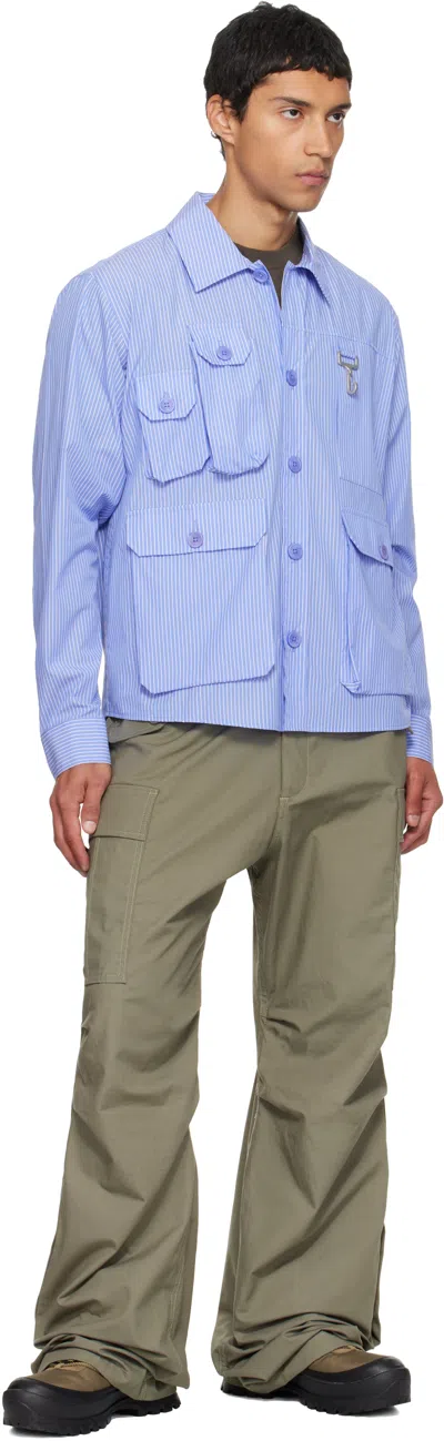 Reese Cooper Blue Cargo Button Down Shirt In Blue